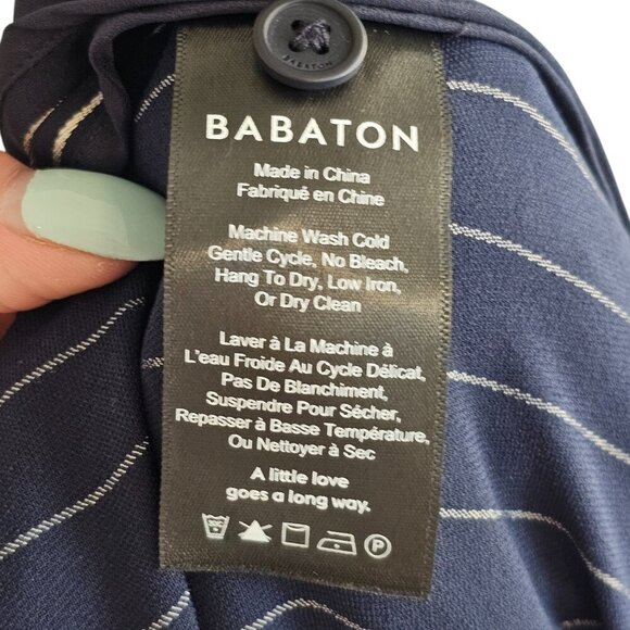 Babaton Aritzia New Kahlo Pin Stripe Navy Blue Robe Sz XS - Picture 15 of 16
